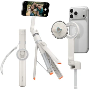 Uchwyt, kijek, statyw Spigen S582W Bluetooth Selfie Stick Tripod z pilotem Bluetooth, beżowy
