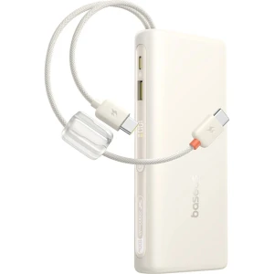 Powerbank Baseus EnerFill FC41 20000mAh, 100W, USB-A, USB-C, z wbudowanymi kablami 2x USB-C, beżowy