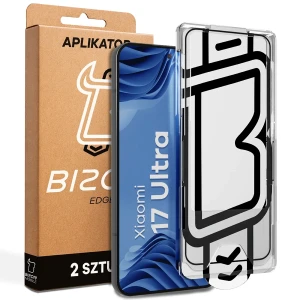 Szkło hartowane z ramką aplikacyjną Bizon Glass Aplikator Edge do Xiaomi 17 Ultra, 2 zestawy