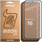 Matowe szkło hartowane Bizon Glass Matte Duo do Realme 16 5G, czarna ramka, 2 sztuki
