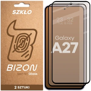 Matowe szkło hartowane Bizon Glass Matte Duo do Galaxy A27 5G, czarna ramka, 2 sztuki