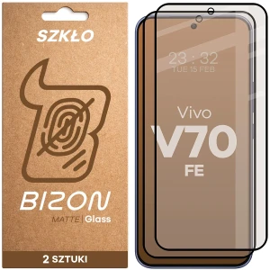 Matowe szkło hartowane Bizon Glass Matte Duo do Vivo V70 FE 5G, czarna ramka, 2 sztuki