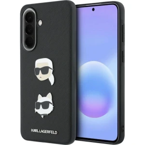 Etui Karl Lagerfeld Saffiano Full Wrapped do Galaxy A57 5G, czarne z głowami Karla i Choupette