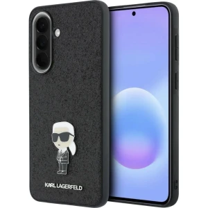 Etui Karl Lagerfeld Fixed Glitter do Galaxy A37 5G, czarne brokatowe z logo Karla