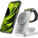 Składana ładowarka indukcyjna Mobile Origin 3w1 Foldable Charging Stand PW35 MagSafe, Qi2.2, 25W, kabel USB-C, srebrna