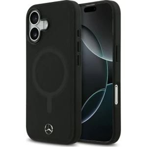OUTLET: Etui Mercedes-Benz Plain Smooth Leather do iPhone 17 do MagSafe, czarne