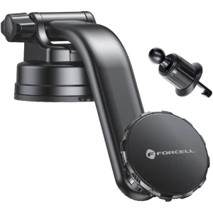 OUTLET: Uchwyt samochodowy na nawiew / okrągłą kratkę / deskę rozdzielczą / szybę, magnetyczny Forcell F-Grip MagLuxe, czarny