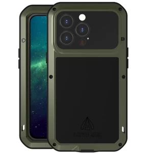 OUTLET: Etui pancerne + szkło LOVE MEI iPhone 13 Pro, zielone