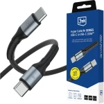 Kabel z oplotem 3mk Hyper Cable USB-C do USB-C, 100W, PD, QC, 1,5 m, czarny