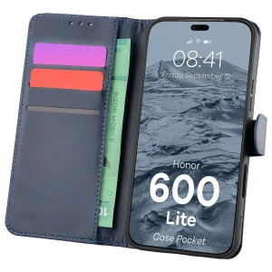 Etui z klapką Bizon Case Pocket do Honor 600 Lite 5G, granatowe