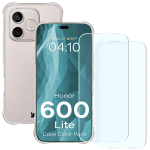 Elastyczne etui + 2x szkło hartowane Bizon Case Clear Pack do Honor 600 Lite 5G