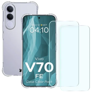 Elastyczne etui + 2x szkło hartowane Bizon Case Clear Pack do Vivo V70 FE 5G