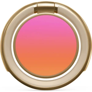 Samoprzylepny ring / uchwyt na telefon / na palec / stojak Burga Magnetic Ring Holder, Sunset Club, złoty z różowo pomarańczowym wzorem