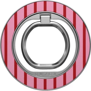 Magnetyczny ring / uchwyt na telefon / na palec / stojak Burga Magnetic Ring Holder Happy Hour, srebrny w różowy wzór w paski