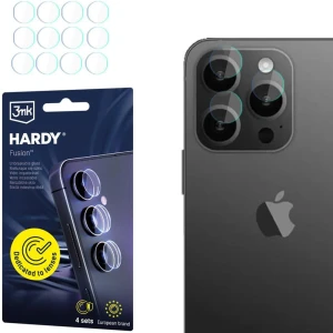4x Szkło hybrydowe na soczewki aparatu, 3mk Hardy Fusion Lens Protection do iPhone 15 Pro
