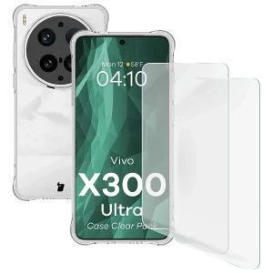 Elastyczne etui + 2x folia na ekran Bizon Case Clear Pack do Vivo X300 Ultra