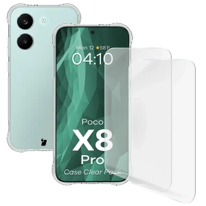 Elastyczne etui + 2x folia na ekran Bizon Case Clear Pack do Xiaomi POCO X8 Pro