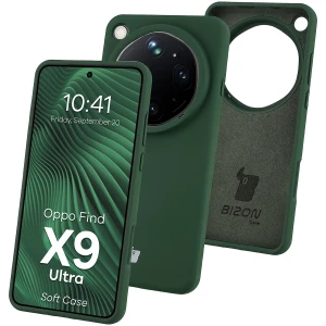 Silikonowe etui Bizon Soft Case do Oppo Find X9 Ultra, ciemnozielone