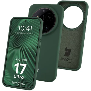 Silikonowe etui Bizon Soft Case do Xiaomi 17 Ultra, ciemnozielone