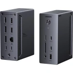Stacja dokująca, hub 14w1 Ugreen CM843, 2x USB-C 10Gb/s, 3x USB-A, 2x Display Port 4K/120Hz, HDMI, RJ45 1Gb/s, czarna