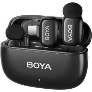 OUTLET: Mikrofony bezprzewodowe na USB-C, BOYA mini-14, 2.4 GHz, etui ładujące, czarne