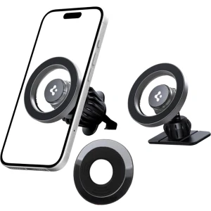 OUTLET: Uchwyt samochodowy, magnetyczny na telefon na deskę rozdzielczą / kratkę nawiewu do MagSafe Spigen MFT13 Magnetic Car Mount z blaszką magnetyczną, czarny