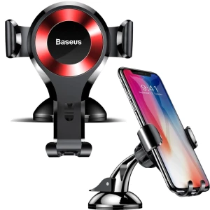 OUTLET: Uchwyt samochodowy na telefon na szybę/kokpit Baseus Osculum Gravity, czerwony