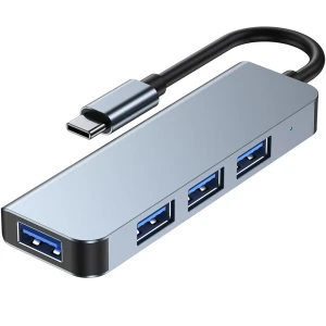 OUTLET: Hub adapter Tech-Protect V1, 4w1 USB-C, 4x USB-A, srebrny