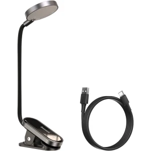 OUTLET: Lampka LED na klips z baterią Baseus Mini Clip Lamp, 350 mAh, 4000 K, szara z czarnymi elementami