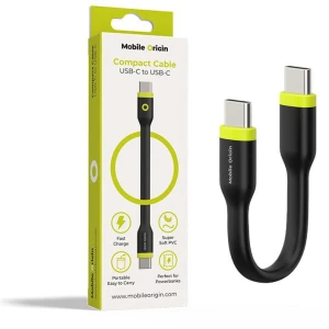 OUTLET: Kabel ładująco-przesyłowy Mobile Origin Compact Cable USB-C / USB-C, 60W, 480 Mbps, 10cm do Android Auto / Apple CarPlay, czarny