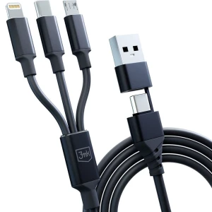 OUTLET: Kabel 3mk Hyper Cable 3in1 USB-A/ USB-C do USB-C/ Micro/ Lightning 1,5m, czarny