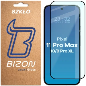 Szkło hartowane Bizon Glass Edge do Google Pixel 11 Pro XL / 10 Pro XL / 9 Pro XL, czarna ramka