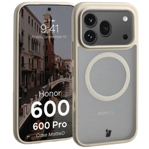 Etui z pierścieniem magnetycznym Bizon Case MatteO do Honor 600 5G / 600 Pro 5G, przydymione-beżowe