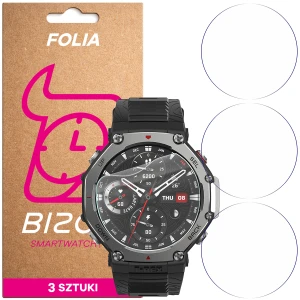 Folia ochronna na ekran zegarka Bizon Watch Film HydroFlex do Amazfit T-Rex 3, 3 sztuki