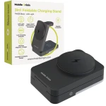 Składana ładowarka indukcyjna 3w1, Qi 15W, Mobile Origin Foldable Charging Stand PW28, 27W, kabel USB-C, czarna