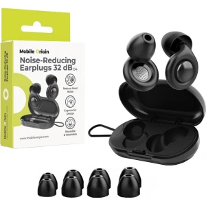 Zatyczki do uszu Mobile Origin Sleeping Earplugs 32 dB EA1 z etui i wymiennymi końcówkami w rozmiarach XS, S, M, L, czarne