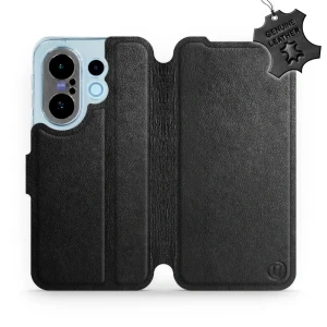 Etui z naturalnej skóry do Vivo X200 FE, Mobiwear Leather, czarne