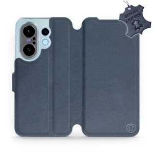 Etui z naturalnej skóry do Vivo X200 FE, Mobiwear Leather, granatowe