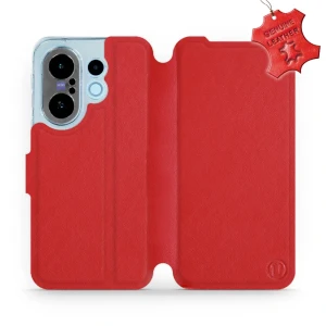 Etui z naturalnej skóry do Vivo X200 FE, Mobiwear Leather, czerwone