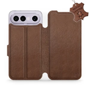 Etui z naturalnej skóry do Vivo X300 FE, Mobiwear Leather, brązowe
