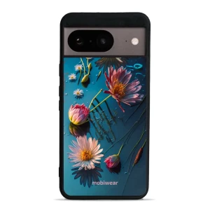 Etui ochronne do Google Pixel 8, Mobiwear Glossy Case, niebiesko-kwieciste
