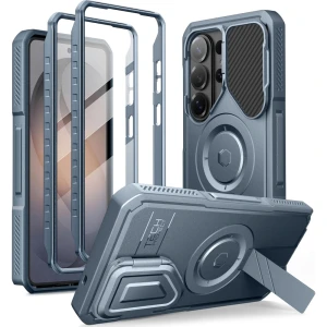 Etui z osłoną aparatu Tech-Protect Kevlar MagSafe 2-set do Galaxy S26 Ultra z dwoma ramkami, niebieskie