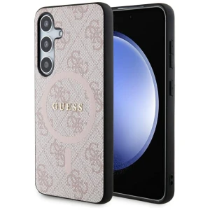 Etui Guess Hardcase 4G Leather Metal Logo MagSafe do Galaxy S24, różowe