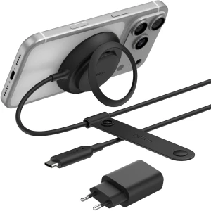 OUTLET: Ładowarka indukcyjna Belkin Ultra Charge Magnetic Charger Round Qi2.2 25W +PSU WIA014 dla iPhone z MagSafe, czarna