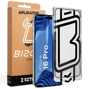 Szkło hartowane z ramką aplikacyjną Bizon Glass Aplikator Edge do iPhone 16 Pro, 2 zestawy