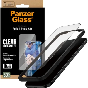 OUTLET: Szkło hartowane z aplikatorem PanzerGlass Ultra-Wide Fit do iPhone Air, przezroczyste z czarną ramką