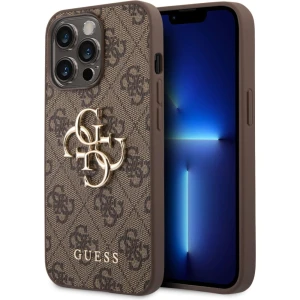 OUTLET: Etui Guess 4G Big Metal Logo do iPhone 14 Pro Max, brązowe