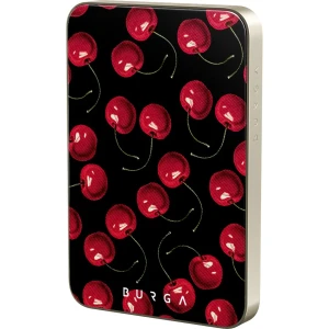 Powerbank indukcyjny Burga Magnetic Gunmetal Cherrybomb, magnetyczny do MagSafe, Qi, USB-C, PD, 20W, 5000mAh + kabel USB-C, złoty z wzorem wiśni
