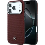 Etui Mercedes-Benz Leather Semi Wrap Wood Effect MagSafe do iPhone 18 Pro Max / 17 Pro Max, czerwone