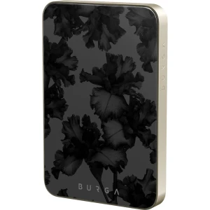 Powerbank indukcyjny Burga Magnetic Gold Nocturnal, magnetyczny do MagSafe, Qi, USB-C, PD, 20W, 5000mAh + kabel USB-C, złoty z kwiecistym wzorem 